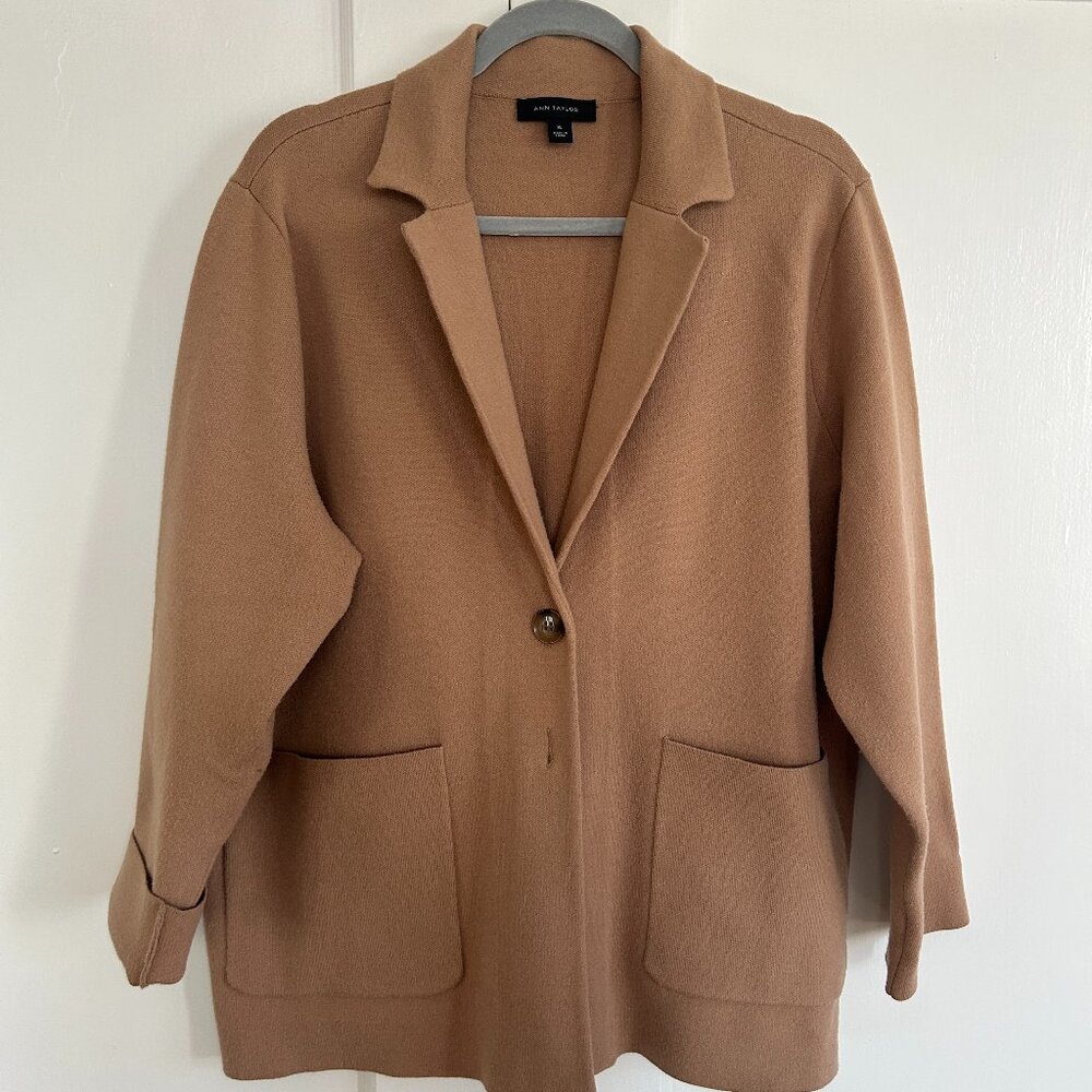 Ann Taylor Camel Knit Blazer Jacket – Size XL